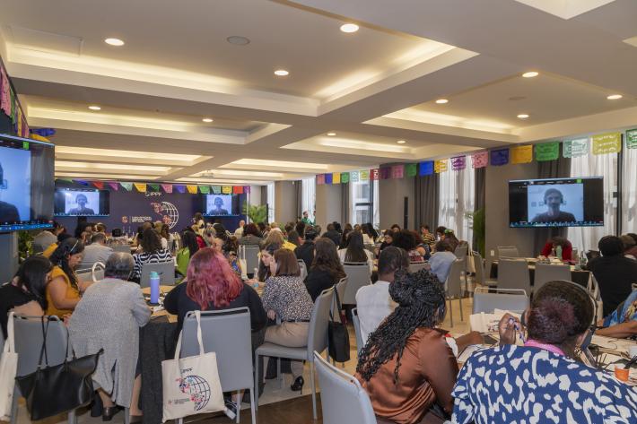 IPPF Americas and the Caribbean representatives from around the region together in a conference room 