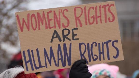 Women's rights are human rights placard 